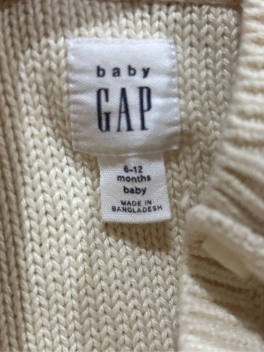Baby GAP Cream Cable Knit Sweater with Shoulder Buttons